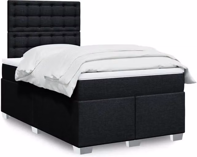 Letto Ibrido vidaXL con Giroletto a Molle e Materasso in Tessuto Nero e Bianco L/P/H: 200 x 120 x 150,5 cm – 1
