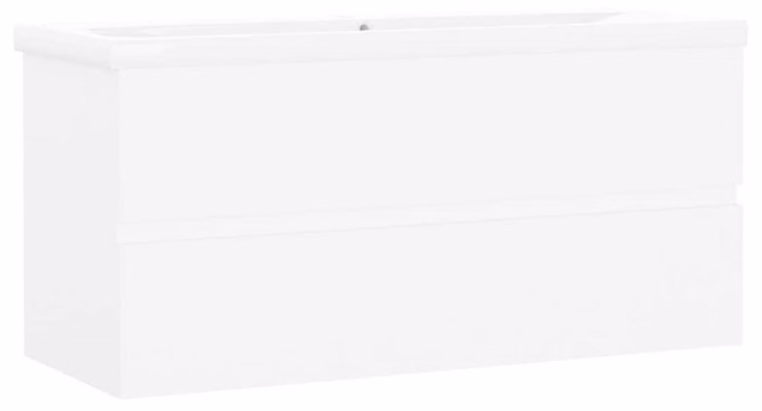 Mobile sottolavello con lavabo integrato, sospeso, bianco, 100x38,5x45 cm