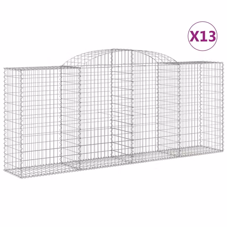 Cesti Gabbioni ad Arco 13 pz 300x50x120/140 cm Ferro Zincato