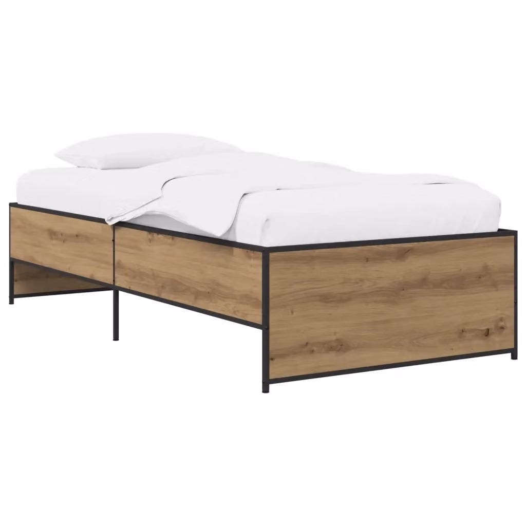 Letto singolo per adulti con cassetti in legno color rovere, design minimalista, L 80 x P 200 cm – 2