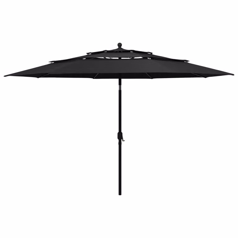 Maison Exclusive - Ombrellone con palo in alluminio, struttura a 3 strati, colore nero, diametro 3,5 metri