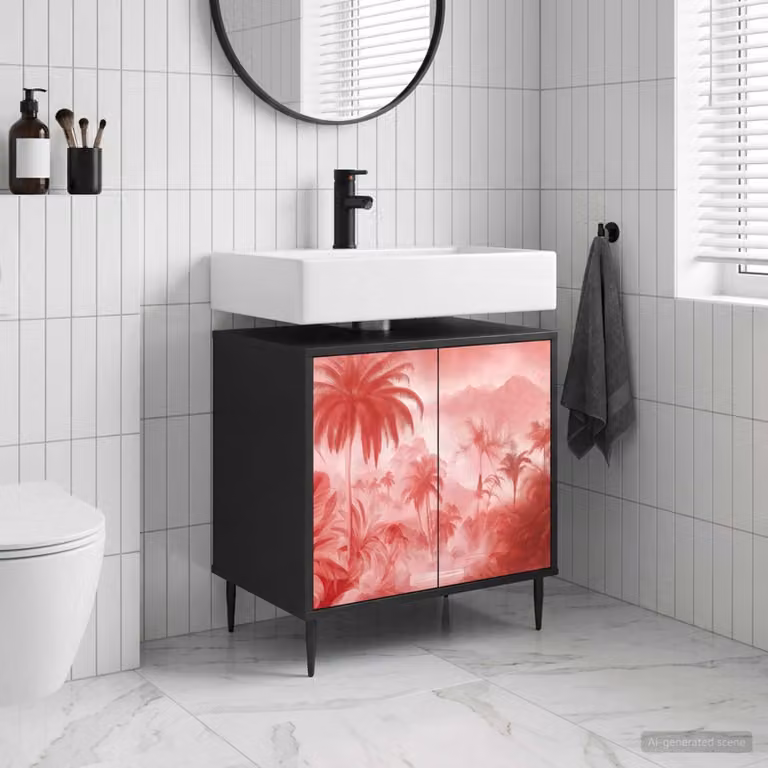 Mobile da bagno moderno vidaXL AACHEN in rovere e nero L 60 cm, P 40 cm, H 61 cm