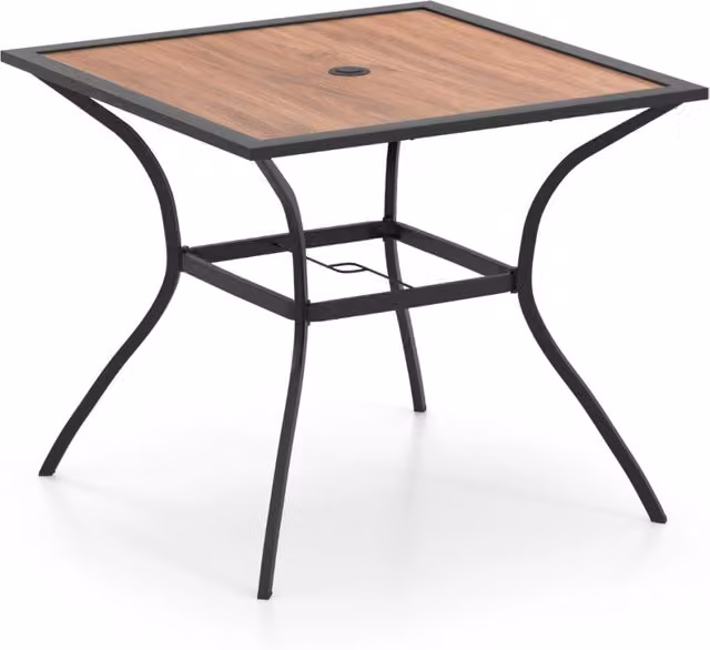 Tavolo da pranzo da esterno quadrato marrone con foro per ombrellone L/P/H: 85 x 85 x 74 cm – 1