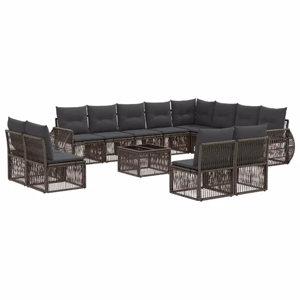 Set Divano da Giardino vidaXL a forma a U in Polyrattan con 13 pezzi, Grigio e Antracite – 2