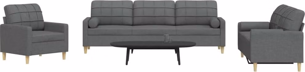 Maison Exclusive - Set divano a 3 pezzi con cuscini decorativi in tessuto grigio scuro