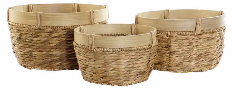 Set di 3 cesti in bambù JUNCO, 40x40x23 cm, color marrone naturale