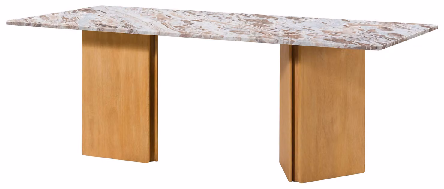 MASSIVMOEBEL24 | Tavolo da pranzo in legno di mango 180x90x76 beige laccato / marmo beige LUGANO #106