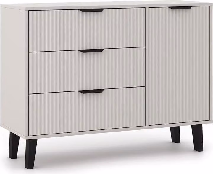 BDW, cassettiera con cassetti, camera da letto, Scandi, 110×40×81,5 cm, cachemire
