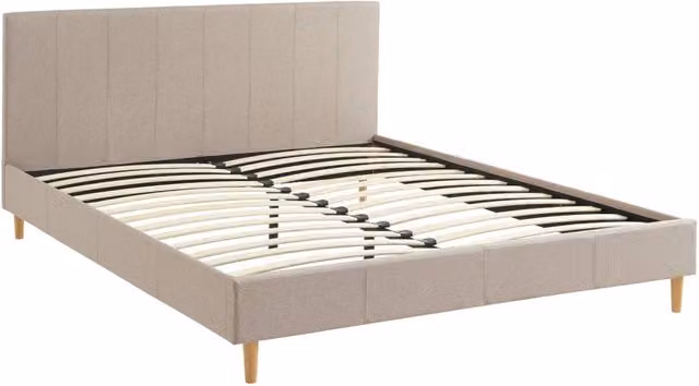 Struttura letto con rete a doghe e testiera 160x200cm, tessuto