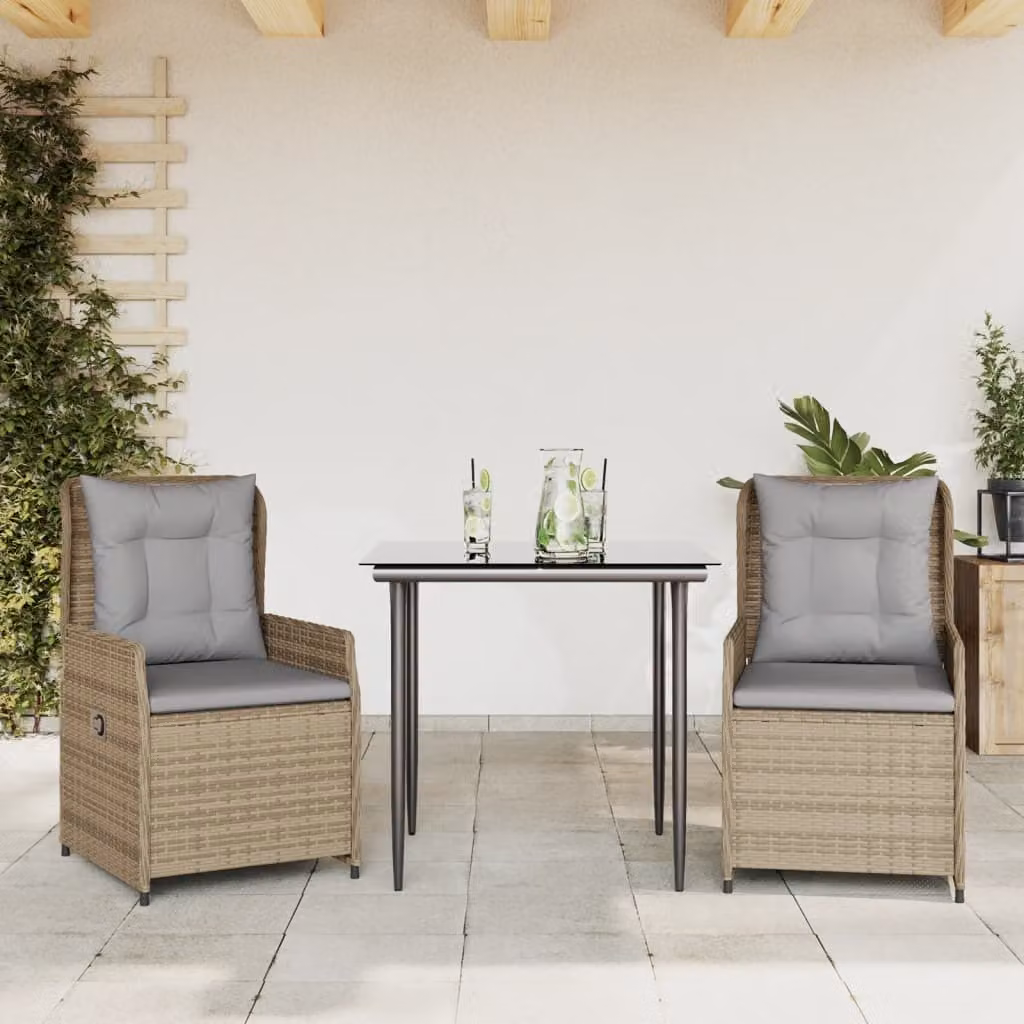 Maison Exclusive - Set da Pranzo da Giardino 3 pz con Cuscini Beige in Polyrattan