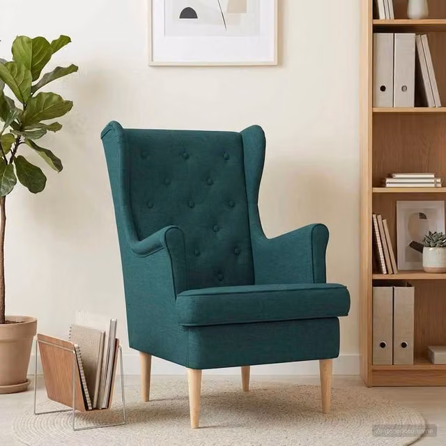 Poltrona Lounge Moderna vidaXL in Tessuto Verde con Braccioli e Struttura in Legno di Gomma e Metallo