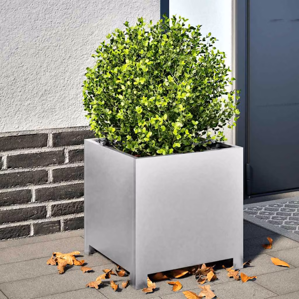 vidaXL Fioriera da Giardino in Acciaio Zincato Argento L/P/H: 40 x 40 x 40 cm