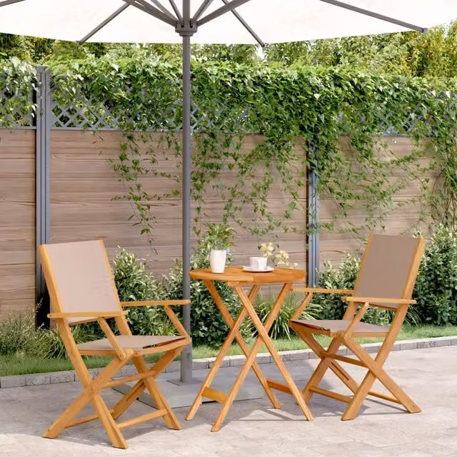 Set da Bistrot 3pz Tortora in Tessuto e Legno Massello 3281798