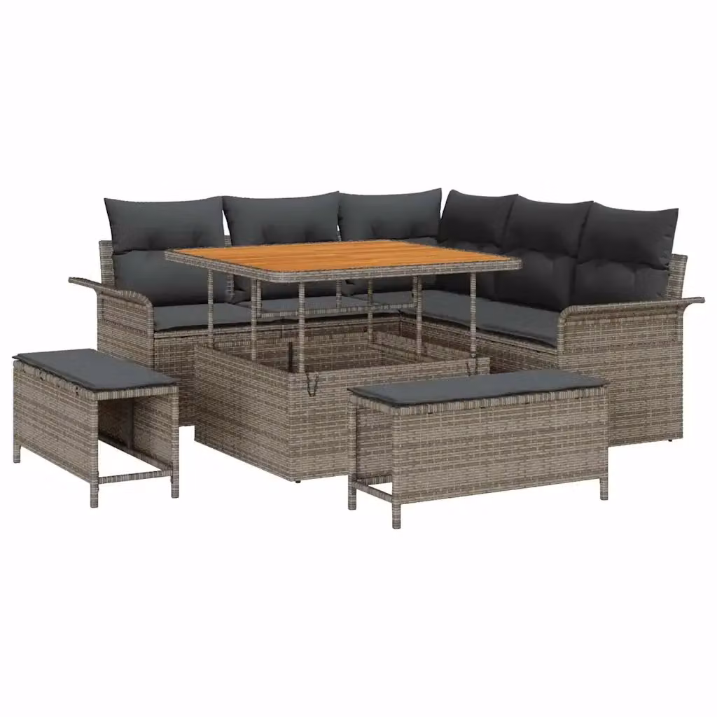 Set Divano da Giardino a L vidaXL 8 Pezzi con Cuscini Grigio – 2
