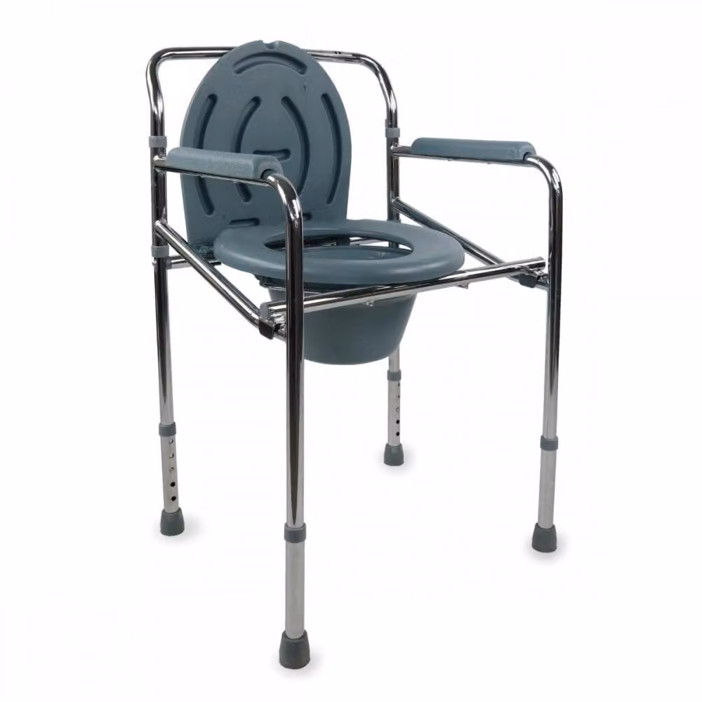 Mobiclinic, Sedile rialzato per wc, Puente, , Sedile per wc per anziani e disabili, con coperchio, Sedile per wc, Acciaio cromato, Altezza regolabile