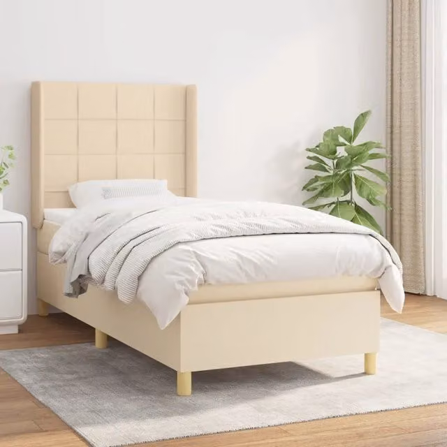 Letto Ibrido con Giroletto a Molle e Materasso vidaXL in Colore Beige e Bianco L/P/H: 203 x 83 x 128 cm