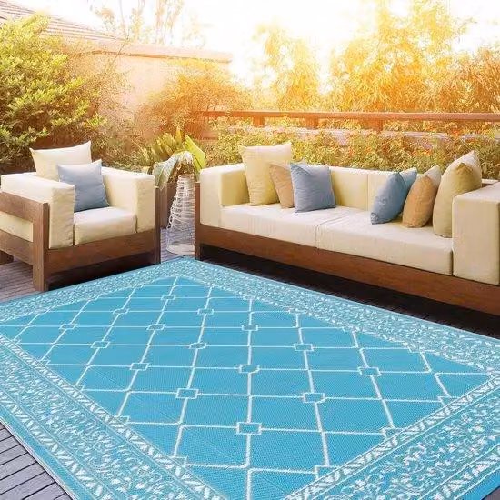 Tappeto da esterno resistente alle intemperie 150 x 210 cm - Tappeto in plastica per terrazze e giardini - Verde