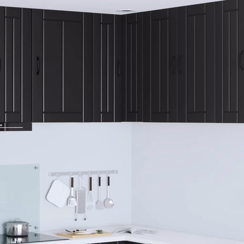 Pensile da cucina angolare LUCCA Nero con ante a battente e ripiani interni L/P/H: 57 x 57 x 80 cm – 2