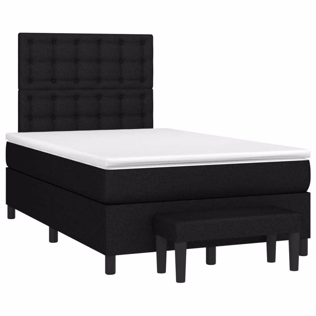 Giroletto a Molle con Materasso Nero 120x190 cm in Tessuto