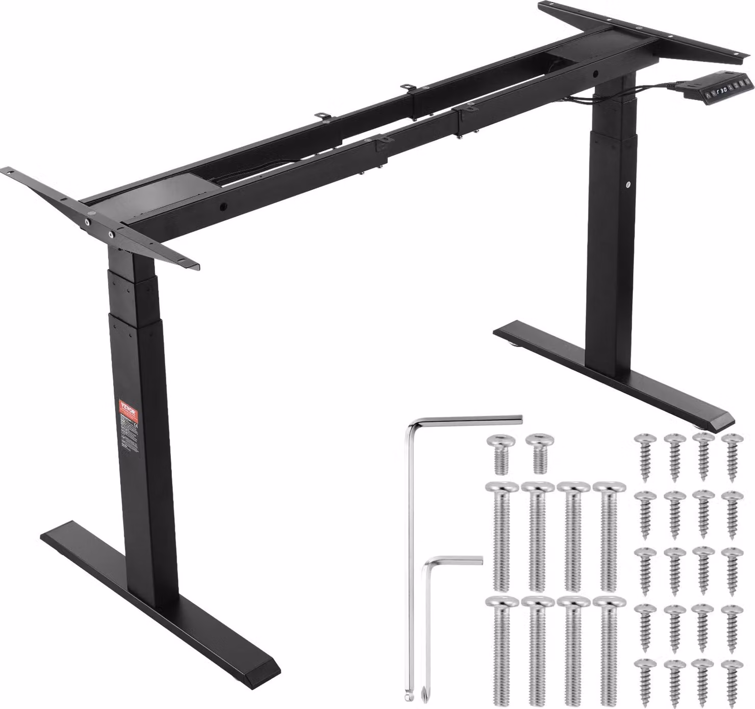 Telaio per scrivania con doppio motore, altezza regolabile 65-129 cm e lunghezza 110-178 cm, telaio elettrico per scrivania, base ergonomica per postazione di lavoro, 3 posizioni (solo telaio nero)