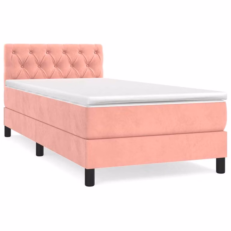 Giroletto a Molle con Materasso Rosa 80x200 cm in Velluto