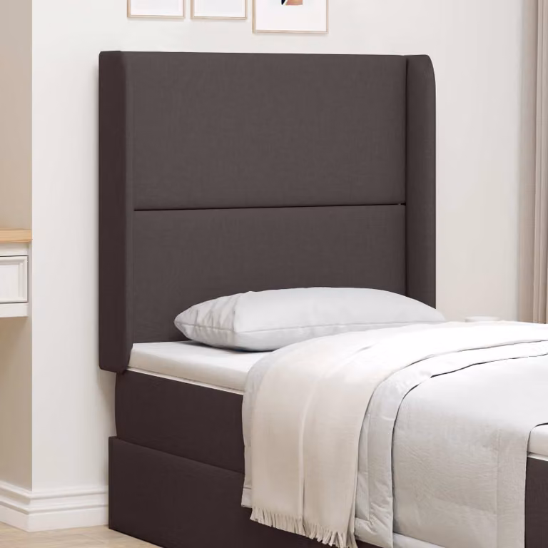 Testata del letto moderna vidaXL in tessuto marrone e grigio con struttura in legno e pannello imbottito L/P/H: 185 x 80 x 16 cm