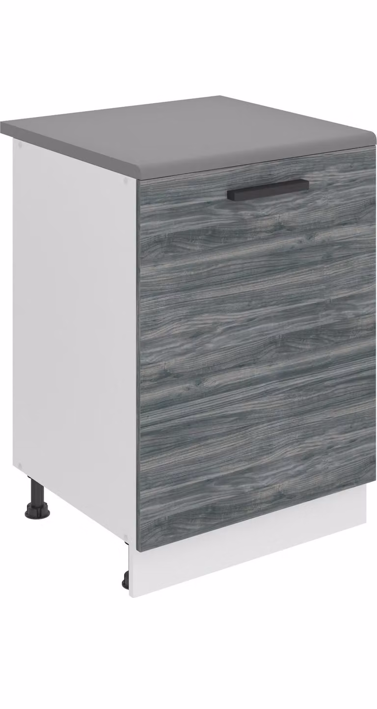 Base da cucina Belini, base da cucina larga 60 cm. Base da cucina SD con piano di lavoro. Mobile da cucina a 1 anta, Glamour Wood