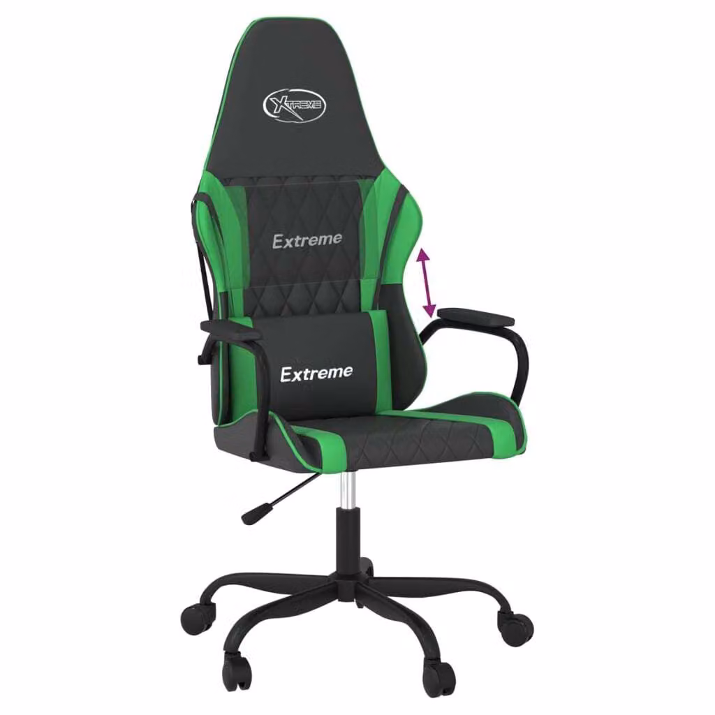 Sedia da Gaming Nera e Verde in Pelle finta