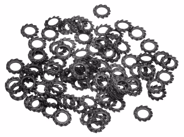 100 rondelle di sicurezza a scanalature M4 per uso esterno, colore nero