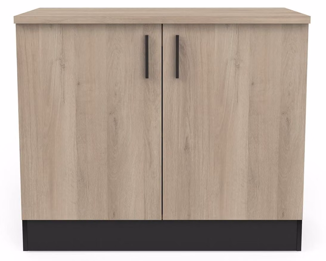 Mobiletto da cucina con 2 ante, ripiano regolabile, dimensioni 100x60x85 cm, colore nero opaco