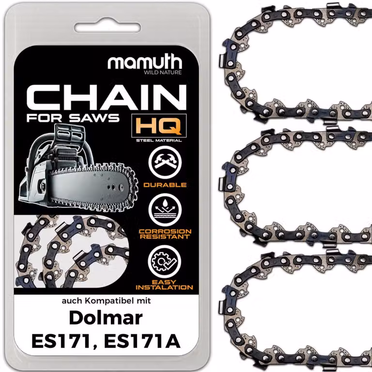 3 catene per motosega, lunghezza 40 cm, passo 1,3 mm, larghezza 3/8", modello 56 TG, compatibili con le motoseghe Dolmar ES171 e ES171A