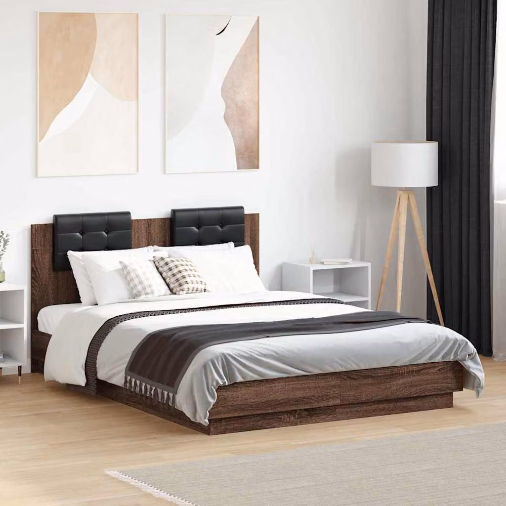 vidaXL Letto con Giroletto e Testiera in Legno Rovere Marrone L: 120 cm, P: 200 cm, H: 84 cm