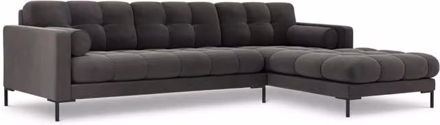 Divano angolare destro Bali di Cosmopolitan Design in velluto grigio scuro, 5 posti, L 293 x P 185 x H 75 cm – 1