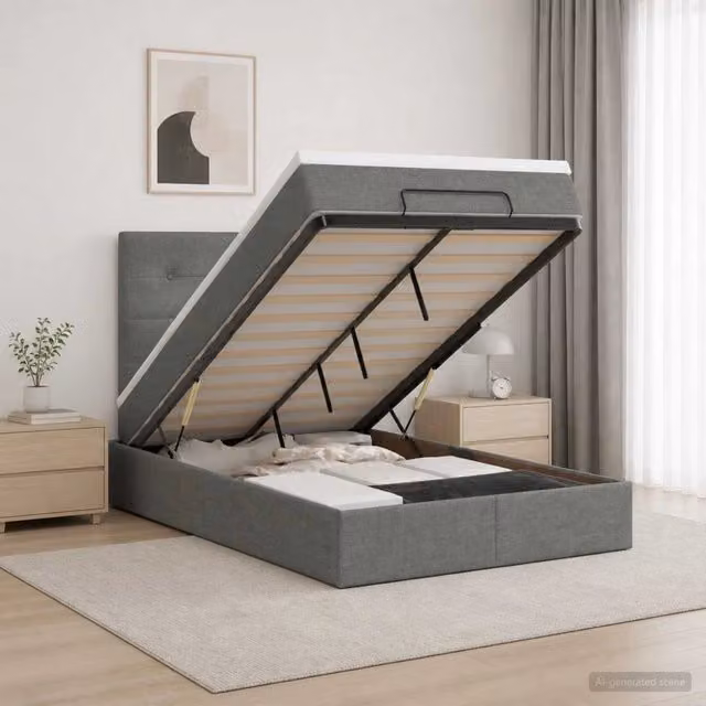 Letto ottomano con materasso Grigio Scuro 120 x 200 cm Tessuto 3457481