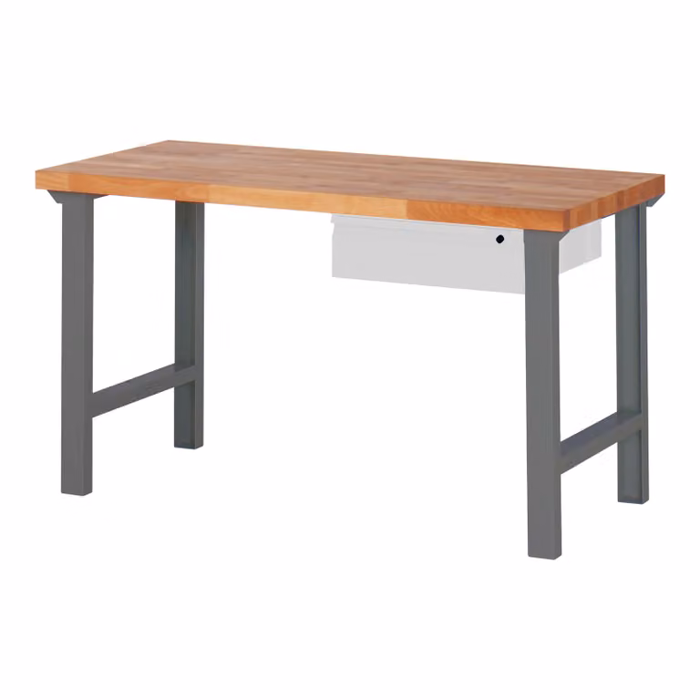 Banco da lavoro STIER Premium, 1 cassetto, dimensioni 150x70x84 cm, in acciaio verniciato a polvere e faggio, ideale come banco da lavoro per il montaggio, robusto e versatile per le esigenze più complesse in officina.