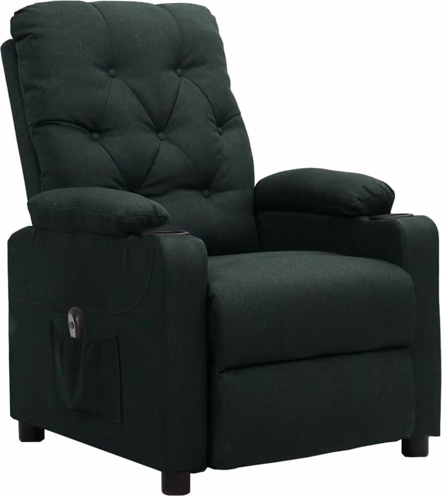 vidaXL Poltrona relax elettrica in tessuto verde scuro