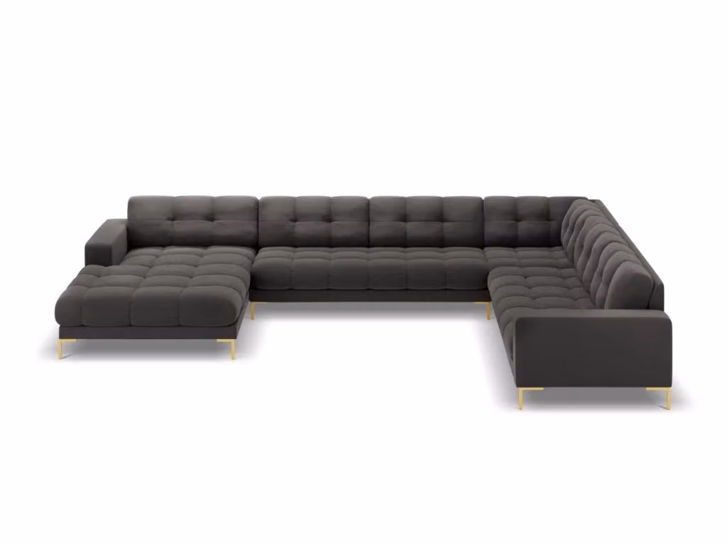 Divano panoramico destro Bali di Cosmopolitan Design in velluto grigio scuro con 7 posti L/P/H: 327 x 134 x 75 cm – 2