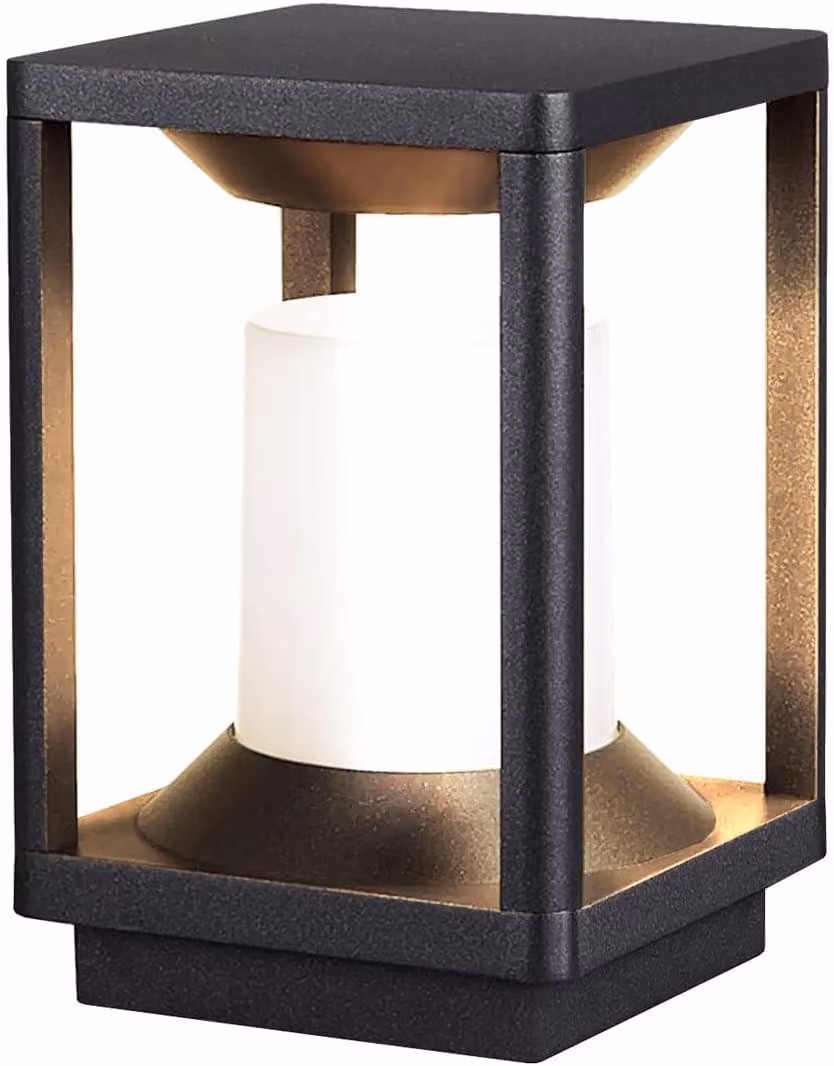 Illuminazione a LED per palo, 20W, nera, grado di protezione IP65, attacco E27, 2200 lumen, 3000K, dimensioni 15x15x24 cm