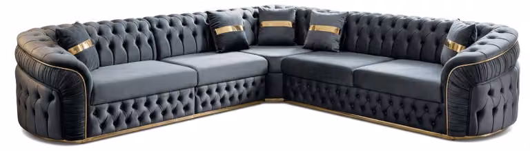 Divano angolare Chesterfield di alta qualità, dal design elegante