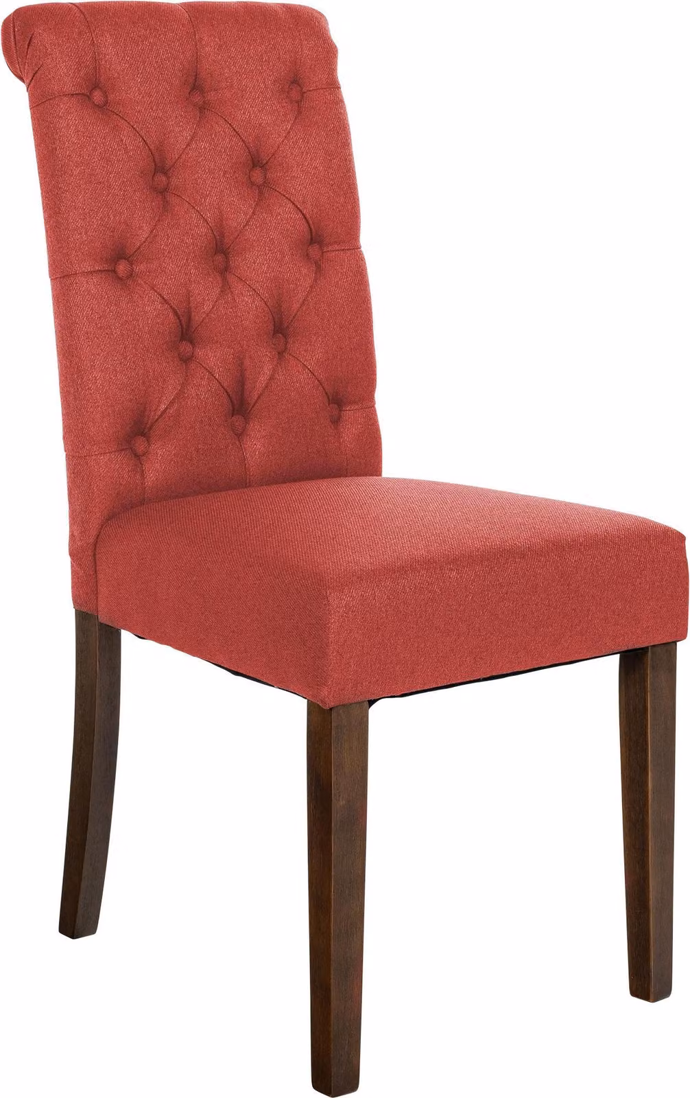 Sedia da pranzo CLP Lisburn, con schienale in stile Chesterfield, colore crema, rivestimento in tessuto