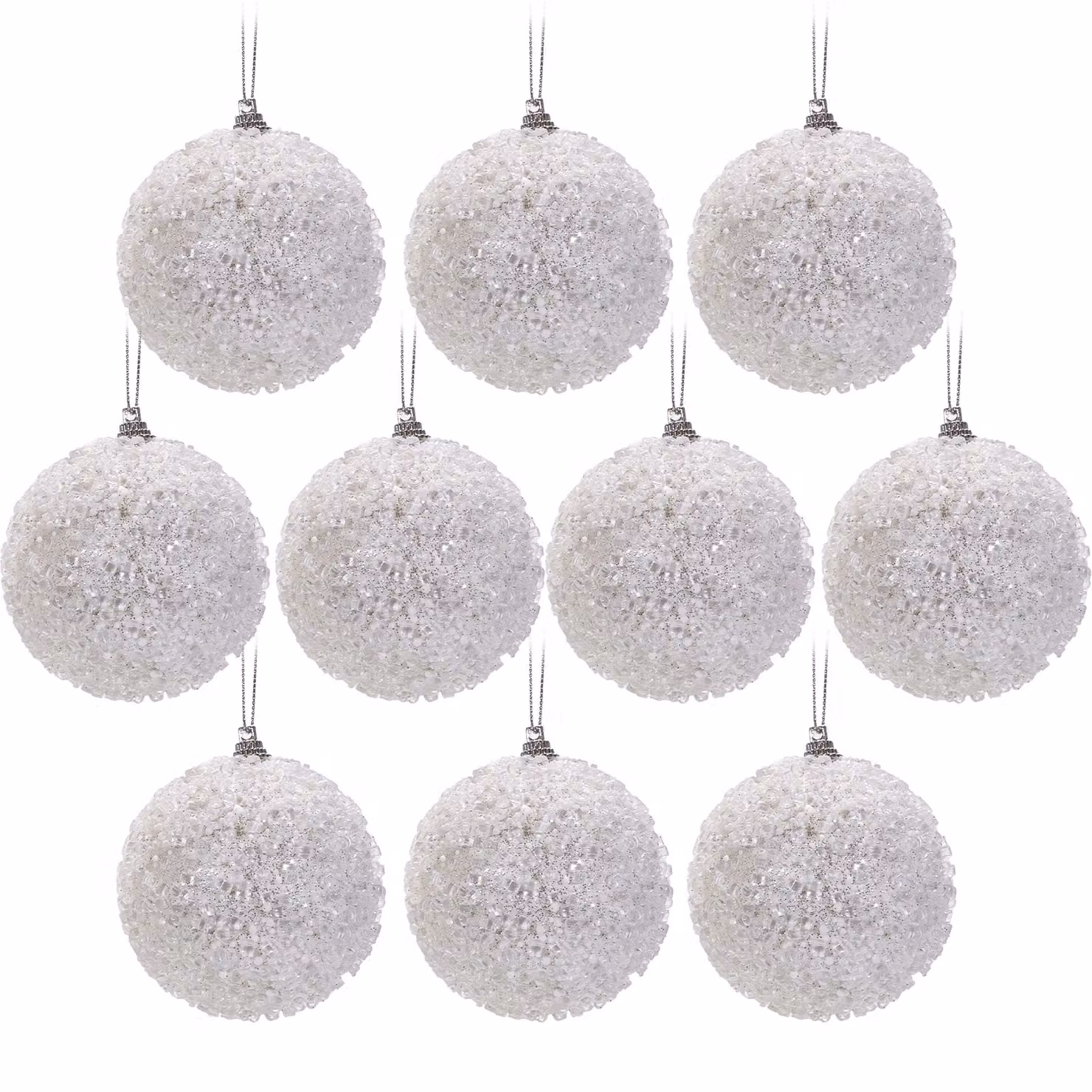 Set di 10 palline di Natale bianche Vestiamo Casa, diametro: 6 cm