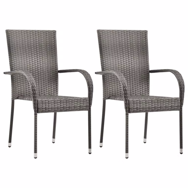 vidaXL set da pranzo da giardino 3 pezzi in polirattan grigio