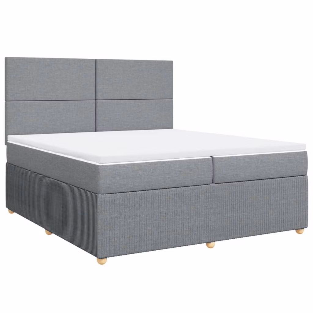 Giroletto a Molle con Materasso Grigio Chiaro 200x200cm Tessuto