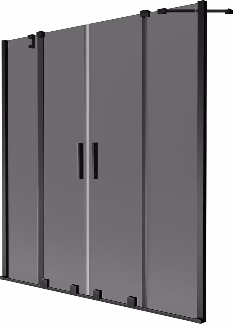 Mexen Velar Duo paratia per vasca da bagno a 2 ante scorrevoli 160 x 150 cm, grafite, nero - 896-160-000-42-70