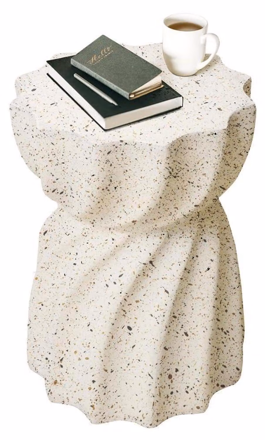 Tavolino da caffè rotondo, bianco, in ossido di magnesio, altezza 48,5 cm