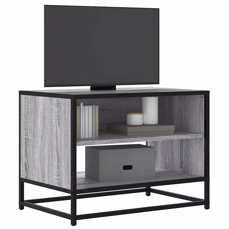 Mobile TV vidaXL in stile industriale grigio, realizzata in legno e metallo, L 61 x P 40 x H 46 cm