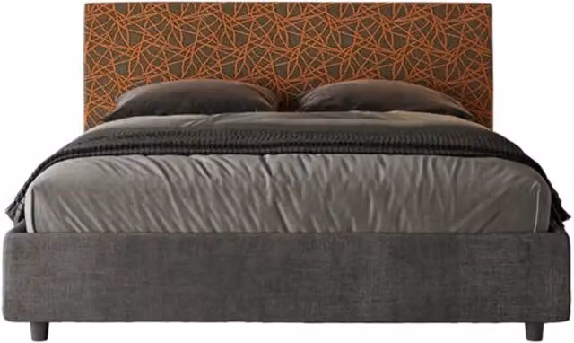 Letto matrimoniale con rete imbottito 160x190 tessuto Era 4 arancio Arla