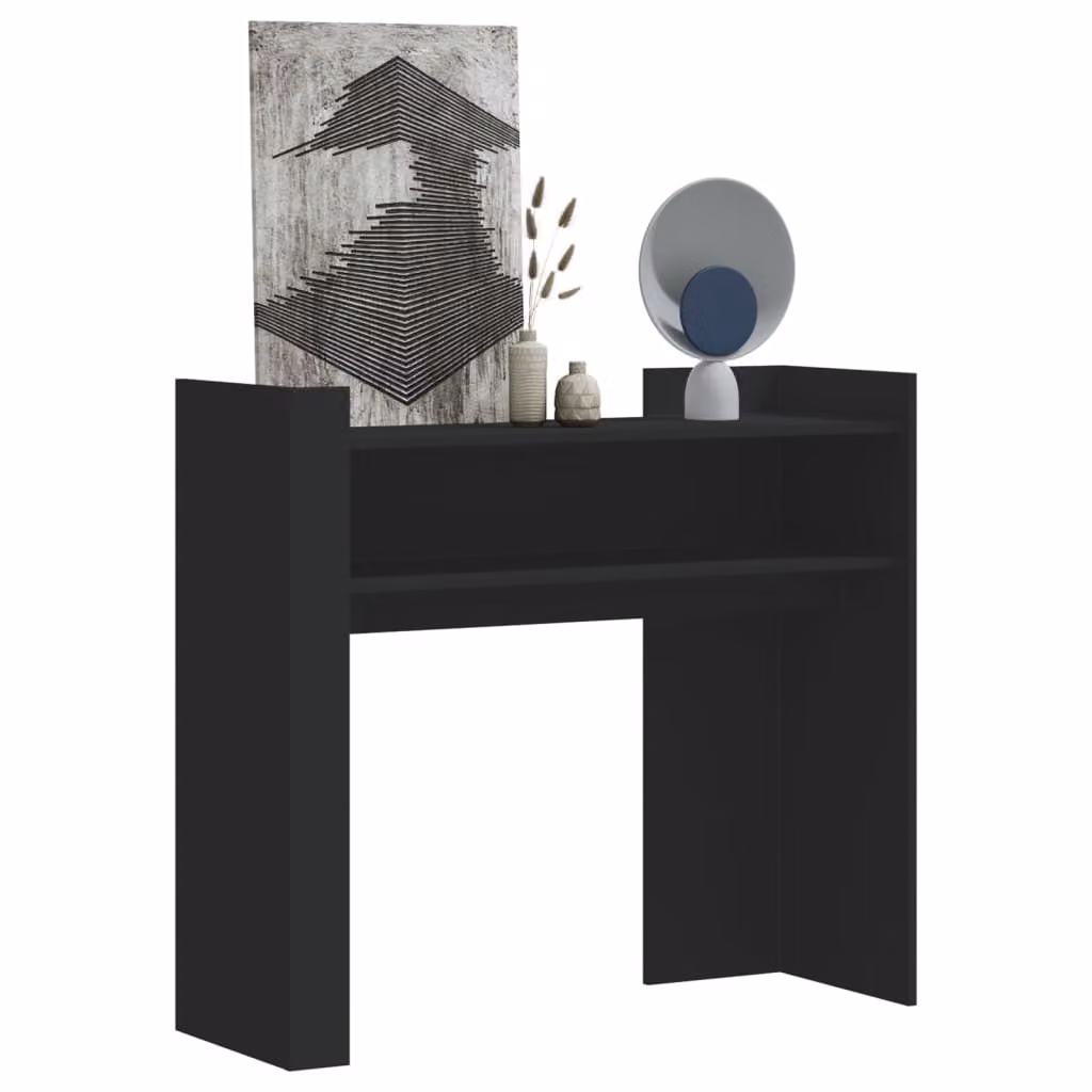 vidaXL Tavolino Consolle Nero in Legno e MDF L: 100 cm, P: 35 cm, H: 90 cm