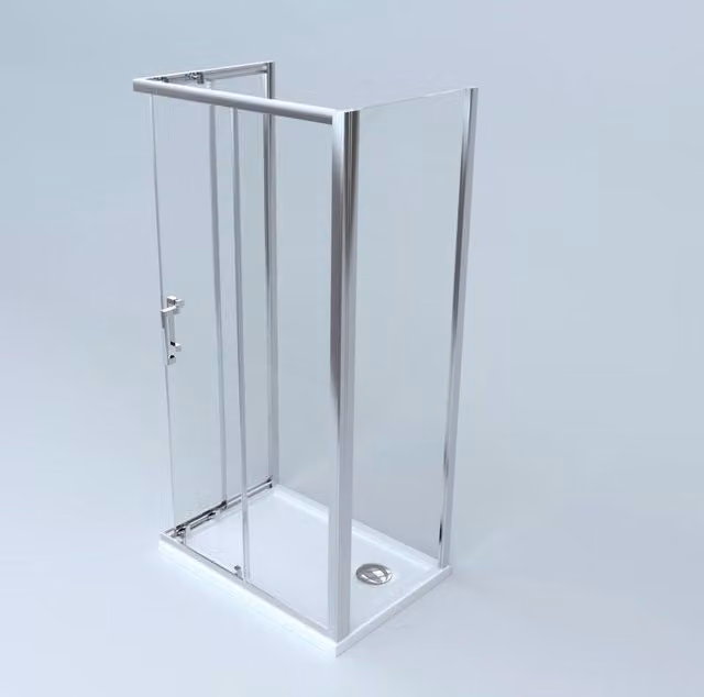 Box Doccia 3 lati 80x80x75 cm: fisso + angolare scorrevole Cromato LICA