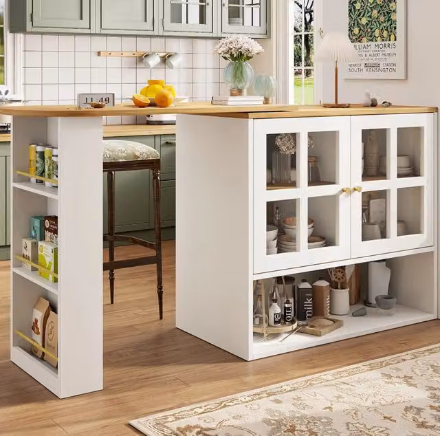 Mobile bar girevole e allungabile 138-204 cm bianco